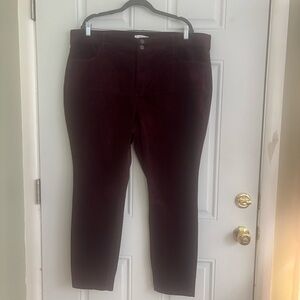 Loft Burgundy High Waist Skinny  Corduroy Pants, Size 22